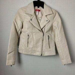 Aqual girl faux leather biker jacket in ivory